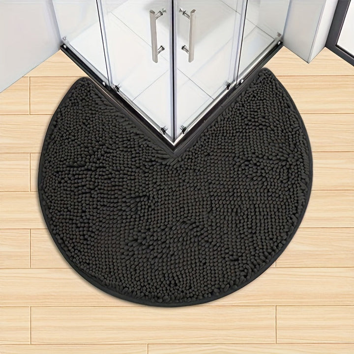 Rund LuxeChen Badmat Ultra-Myk Chenille – Antiskli & Hur tørk | Skanto