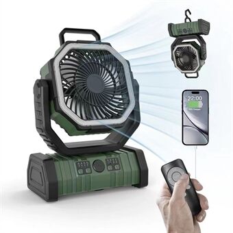 PowerBreeze Campingvifte med LED & Powerbank – 20000mAh, Roterbar & Oppladbar | Skanto