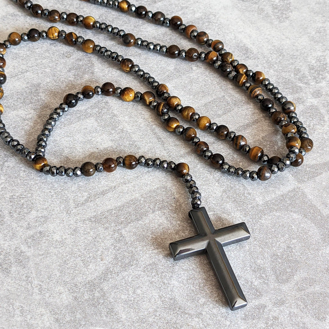 Skanto | Orion Spirituell Halskjede med Tigerøye & Lapis Lazuli – Herres rosary