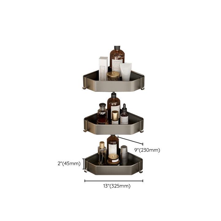 Moderne baderomstilbehørsett i aluminium, grå baderomshylle