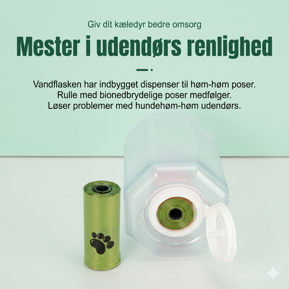 TrailBuddy™ – 3-i-1 hundevannflaske med matboks | Skanto