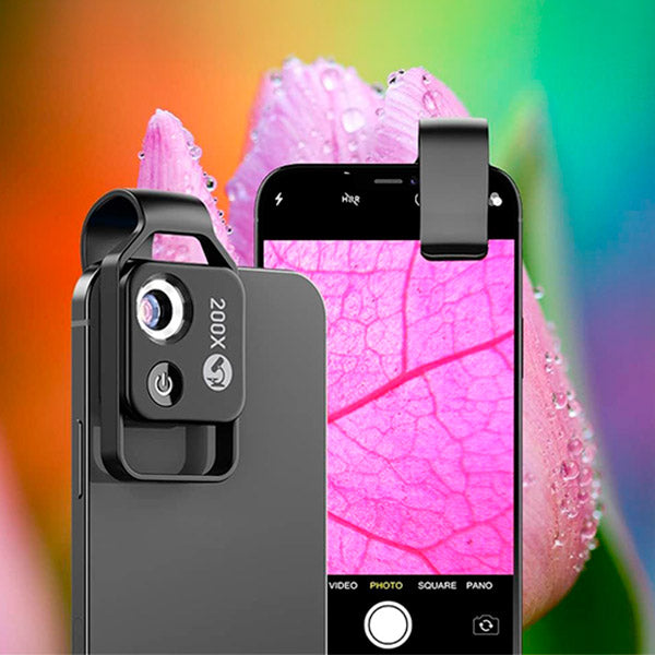MicroZoom Aufsteck-Handymikroskop – 200-fache Vergrößerung med LED-Beleuchtung