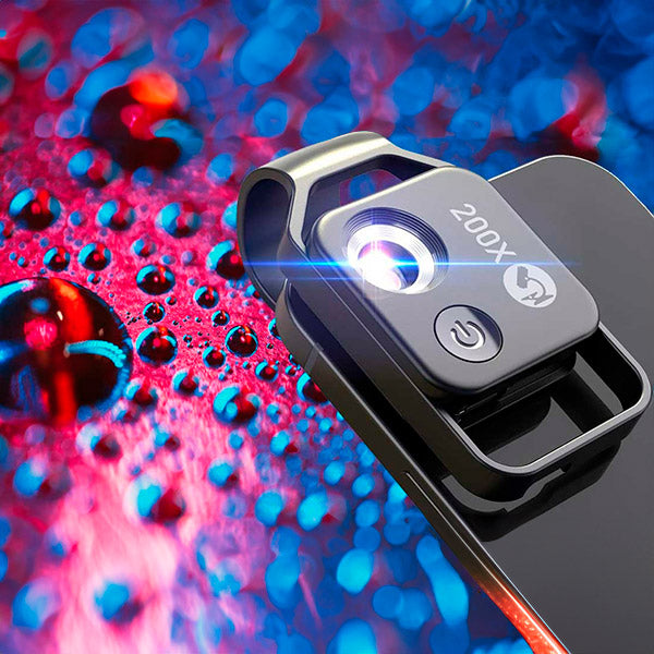 MicroZoom Aufsteck-Handymikroskop – 200-fache Vergrößerung med LED-Beleuchtung