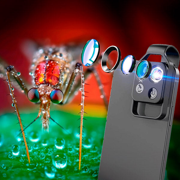 MicroZoom Aufsteck-Handymikroskop – 200-fache Vergrößerung med LED-Beleuchtung