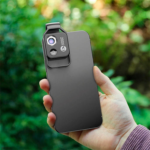 MicroZoom Aufsteck-Handymikroskop – 200-fache Vergrößerung med LED-Beleuchtung