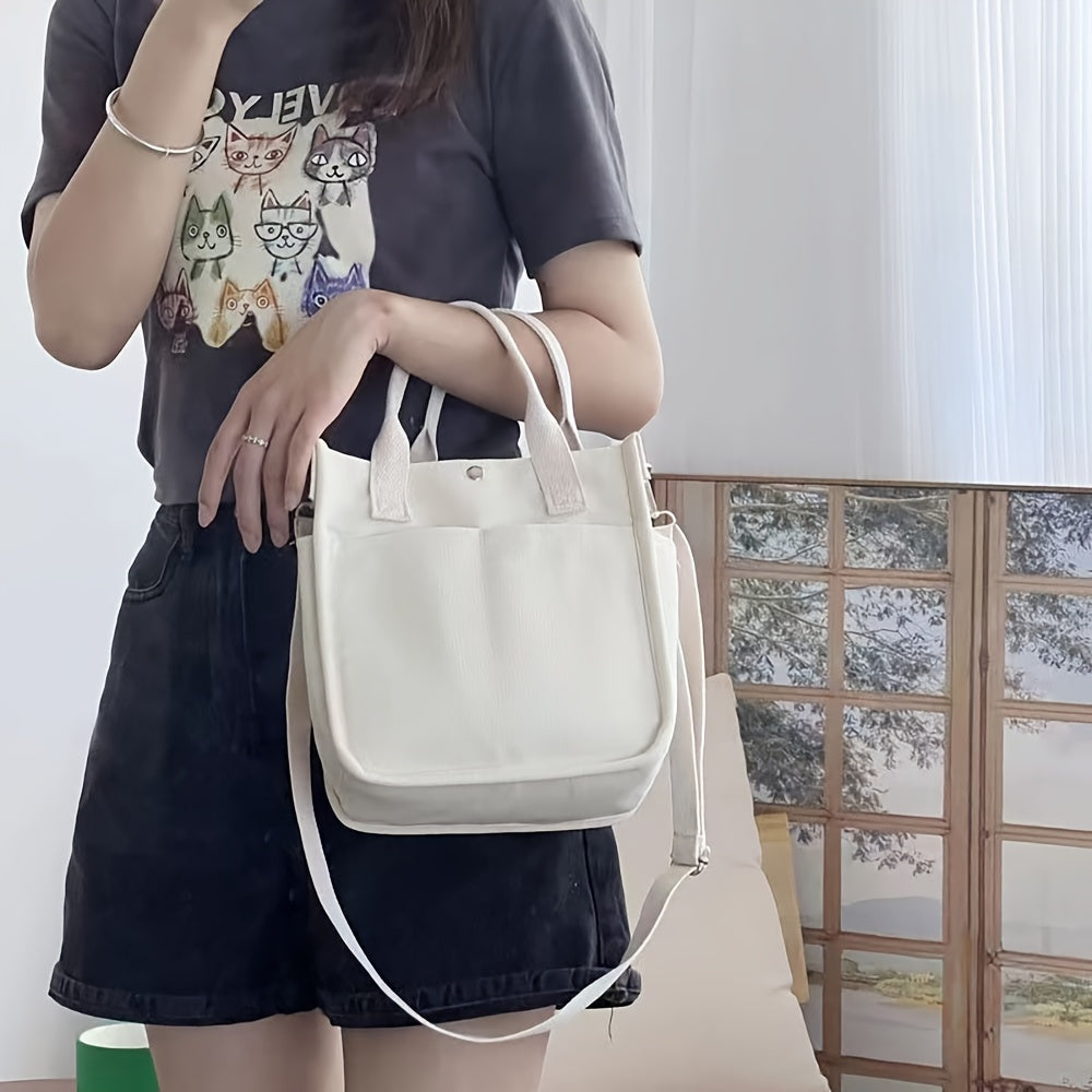 UrbanEase Canvas Slingbag – Hvit skulderveske med magnetlukking og justerbar stropp | Skanto