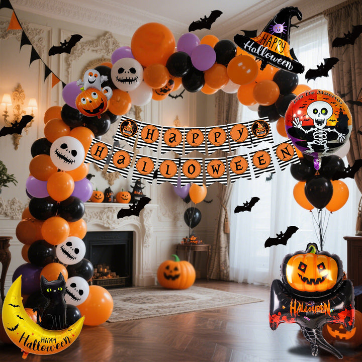 Skanto | Halloween Ballongssett – Svart Oransje Lilla med Gresskartrykk