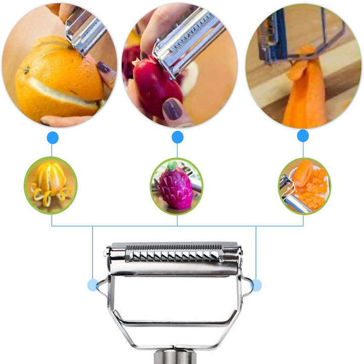 Ultra Sharp Rustfritt Stål Multi-funksjon Grønnsaksskreller & Julienne Cutter | Skanto