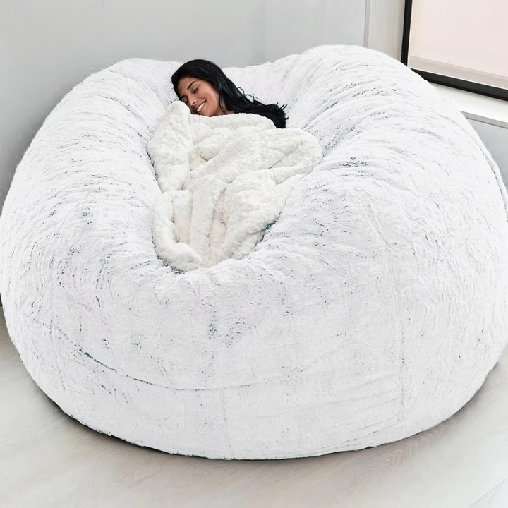 Riesiger, 1,5 m großer, flauschiger Sitzsackbezug aus Kunstfell – Ultraweiches Lounge-Sofa (nur Bezug)