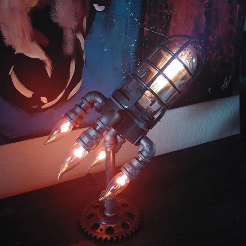 Skanto | Steampunk Rakett Bordlampe med Flamme Lys
