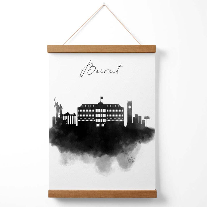 Beirut akvarell silhuettplakat med oppheng