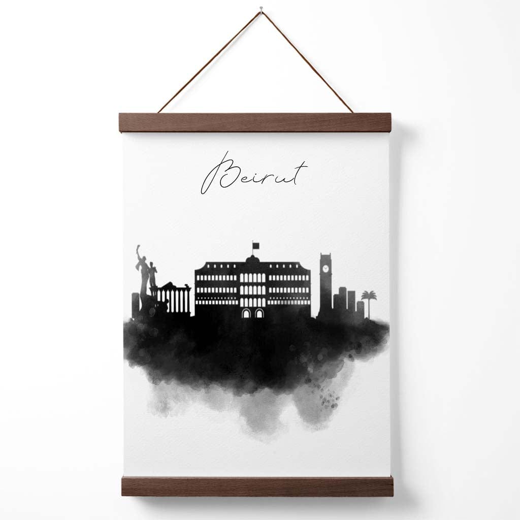 Beirut akvarell silhuettplakat med oppheng