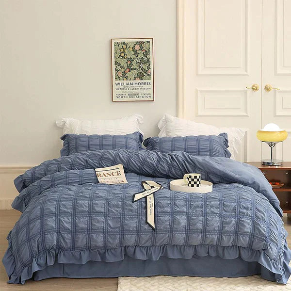 Icy Seersucker Sommer Kjøl Quilt Blonde 4-delt Sett | Skanto