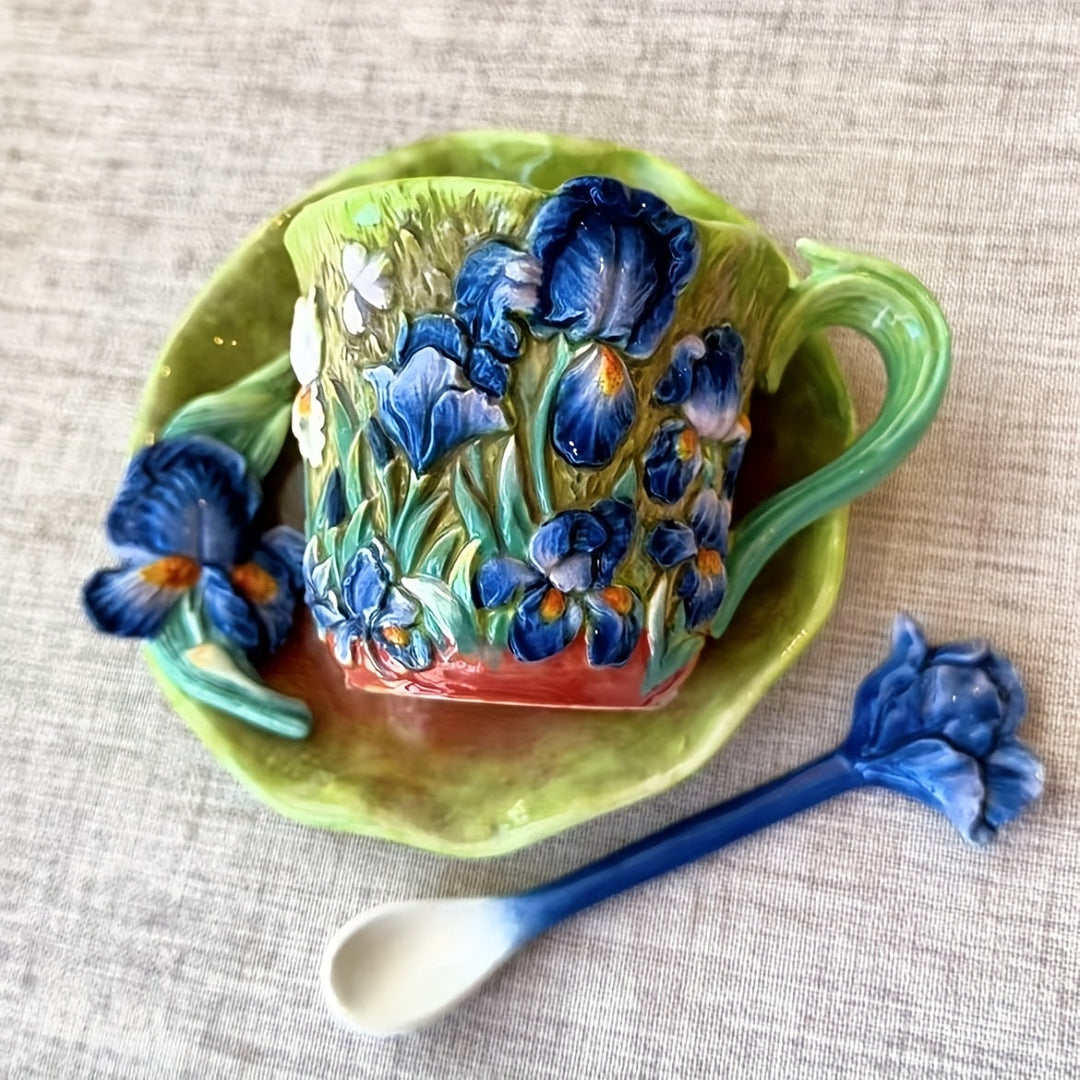 ArtSip keramikkopp og underkoppsett – Håndmalt 3D-design inspirert av Van Gogh | Skanto
