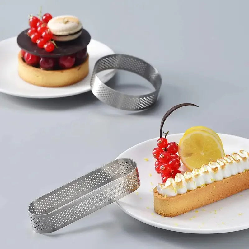 6/8pcs Rustfritt Stål Ovale Tart Ringer Perforerte Deig- og Kakeformer | Skanto