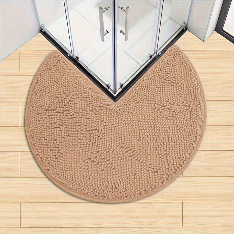 Rund LuxeChen Badmat Ultra-Myk Chenille – Antiskli & Hur tørk | Skanto