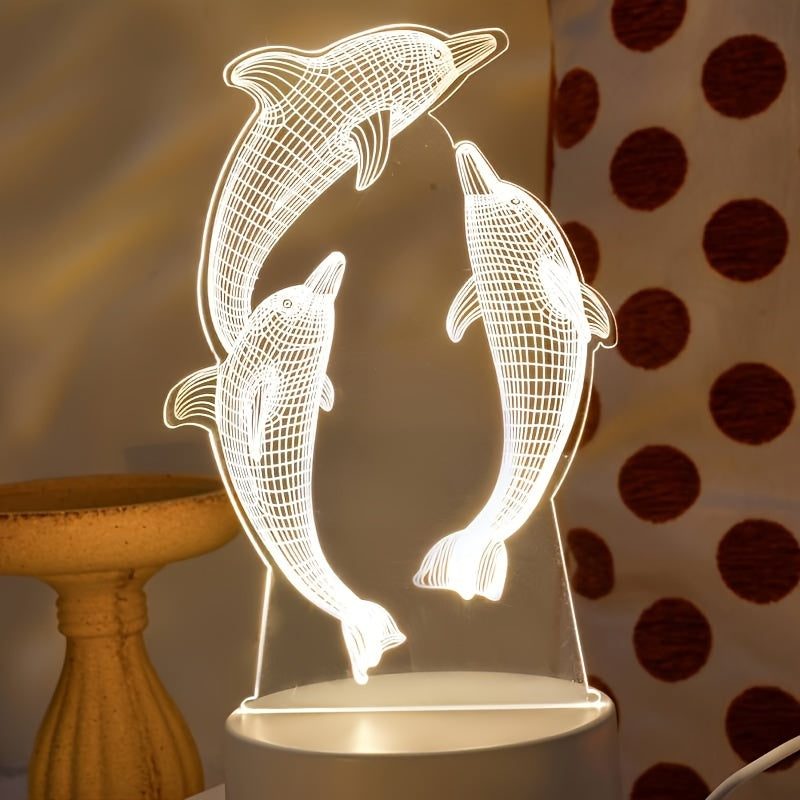 GeoDolphin - Trendy 3D Illusion Bordlampe Skanto
