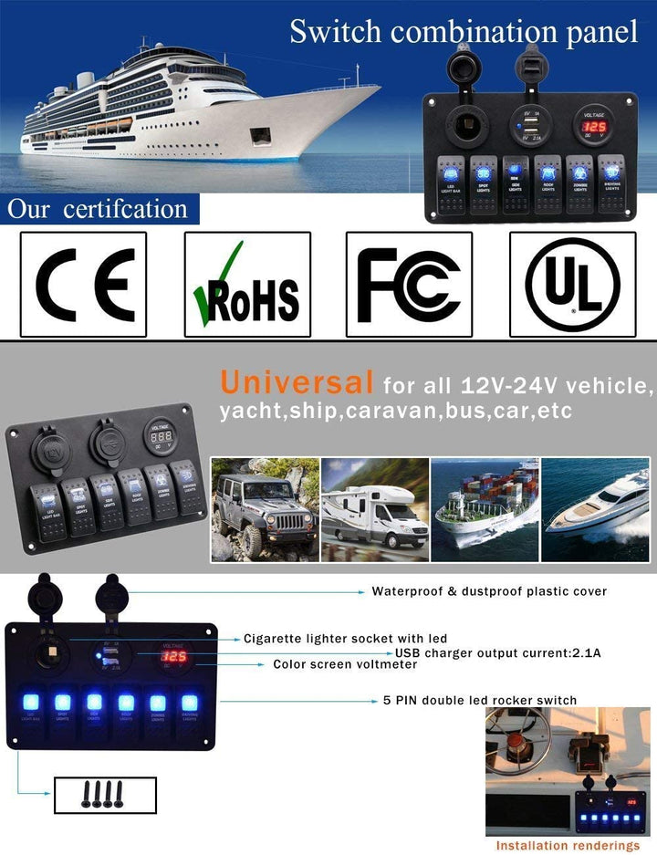 Skanto | Rocker Switch Panel 6 Vei