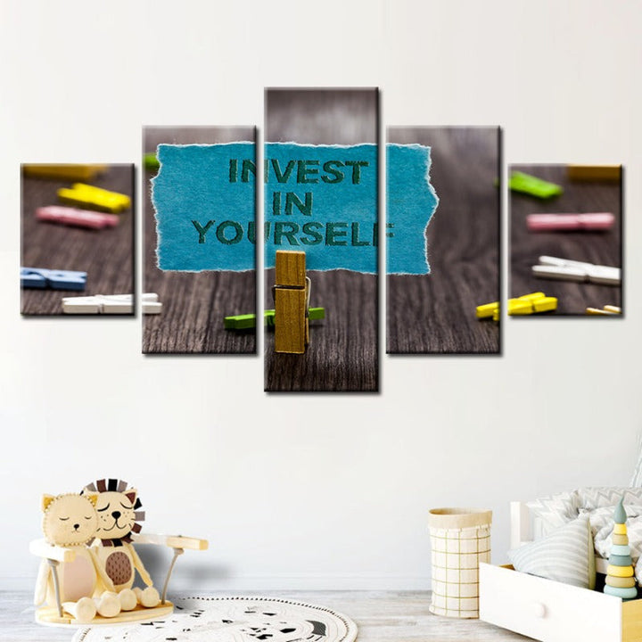 5 Piece Invest in Yourself - Canvas Wall Art Painting | Skanto