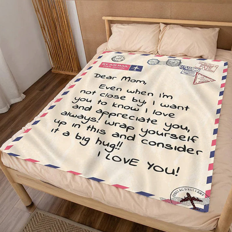 Brevtrykt flanell kasteteppe gave til mamma | Skanto