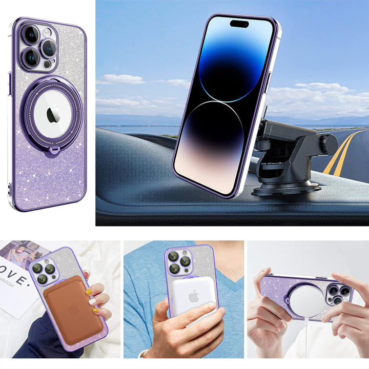Skanto | Magnetisk Glitterdeksel med Usynlig Stativ for iPhone