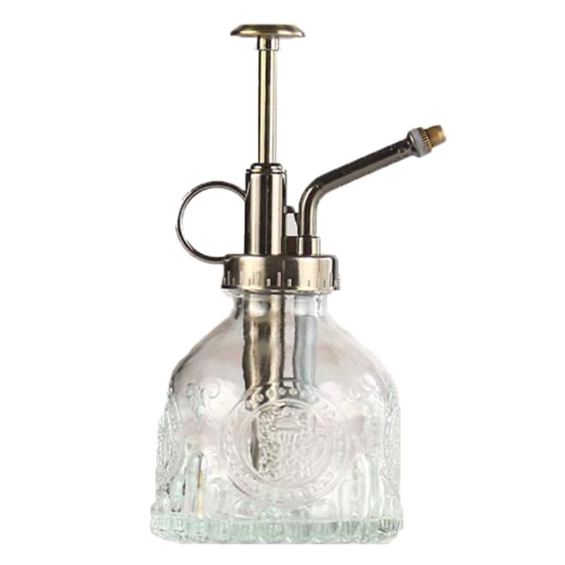 Skanto | Preget glassflaske med metalldyse – Plante sprayflaske for vanning av blomster i vintage design