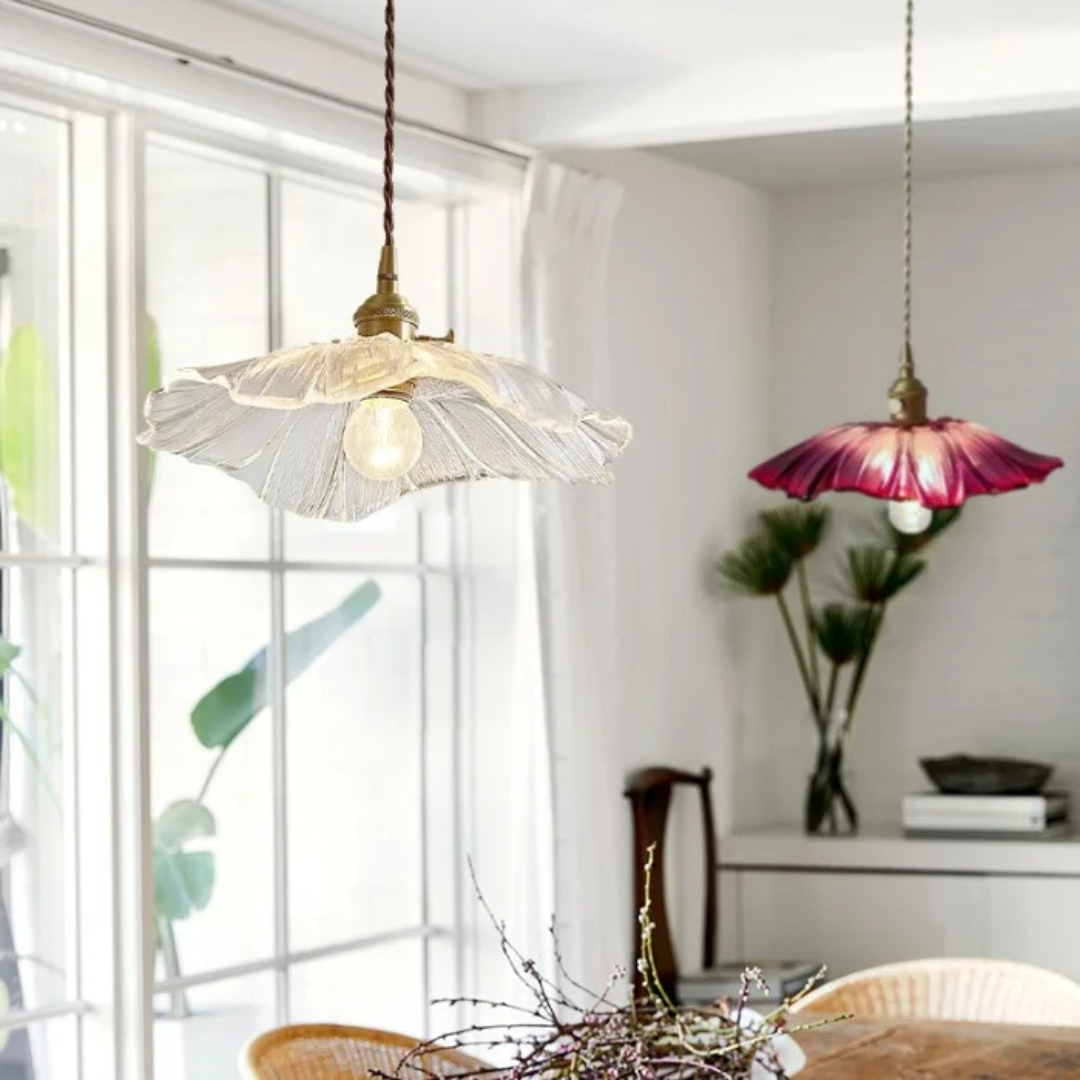 Skanto | Retro Lotus Glass Pendellampe