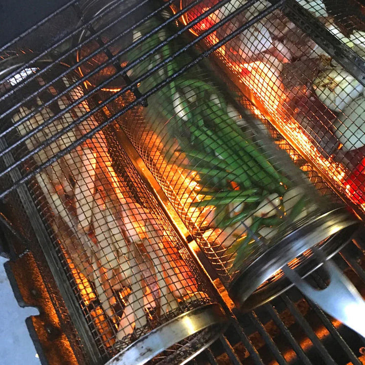 Skanto | Rullende rustfritt stål grillkurv BBQ