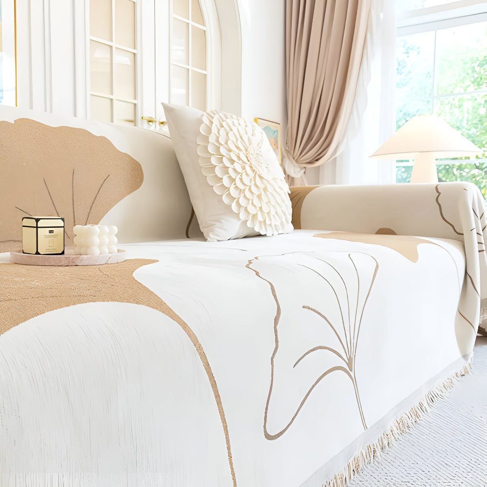 Skanto | Pastoral Stil Ginkgo Blad Sofa Trekk