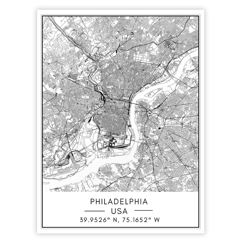 Philadelphia bykart - Lerret Veggkunst Maleri