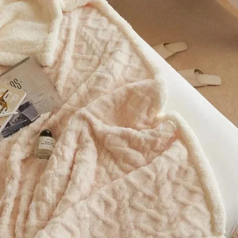 Skanto | Tykk lammeull fleece vinterteppe mykt varmt kast