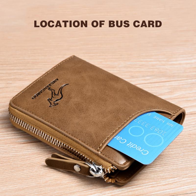 Skanto | Herre Lommebok Glidelås Ekte Skinn Lommebok ( RFID BESKYTTET )