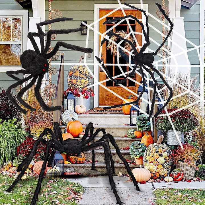 Skanto | Halloween Edderkopp Dekorasjoner, strekkbar edderkoppnett