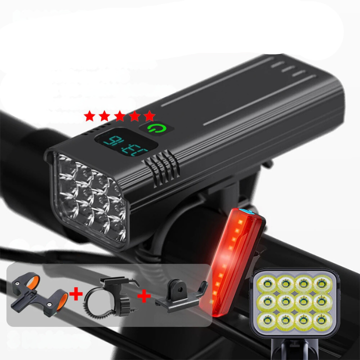 Skanto | 5000 lumen USB oppladbart sykkellys med fester