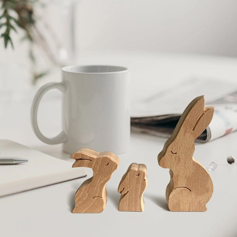 Skanto | Søtt dyrefamilie ornament, tre puslespill figur - 🎁Kjærlighetsgave