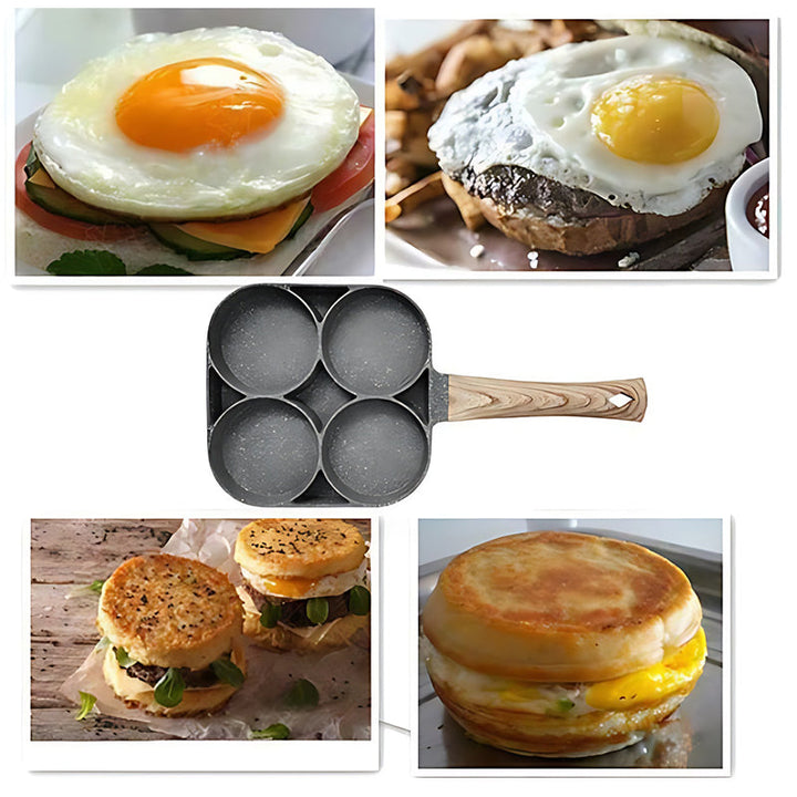 Skanto | Fire-hulls eggpanne, frokostomelett husholdningsstekepanne non-stick panne