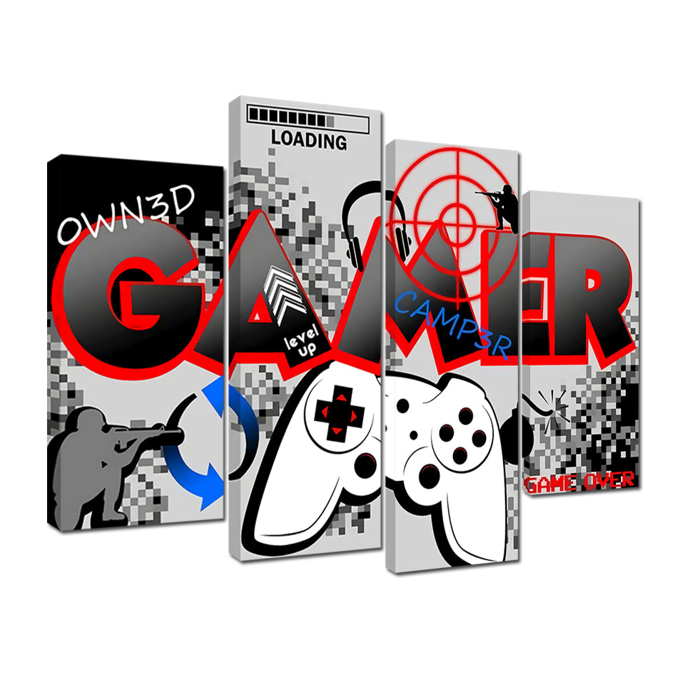 Gamer Board 4 stk - Lerret veggkunst maleri