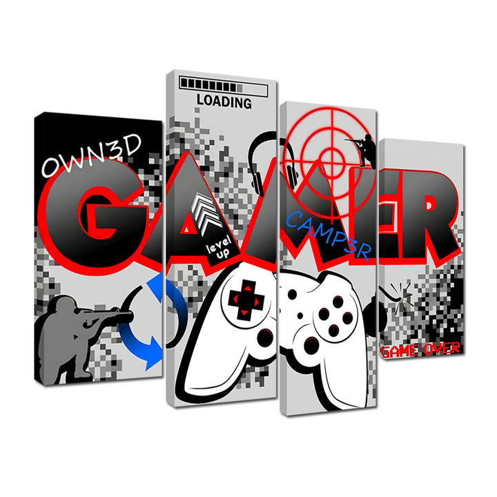 Gamer Board 4 stk - Lerret veggkunst maleri