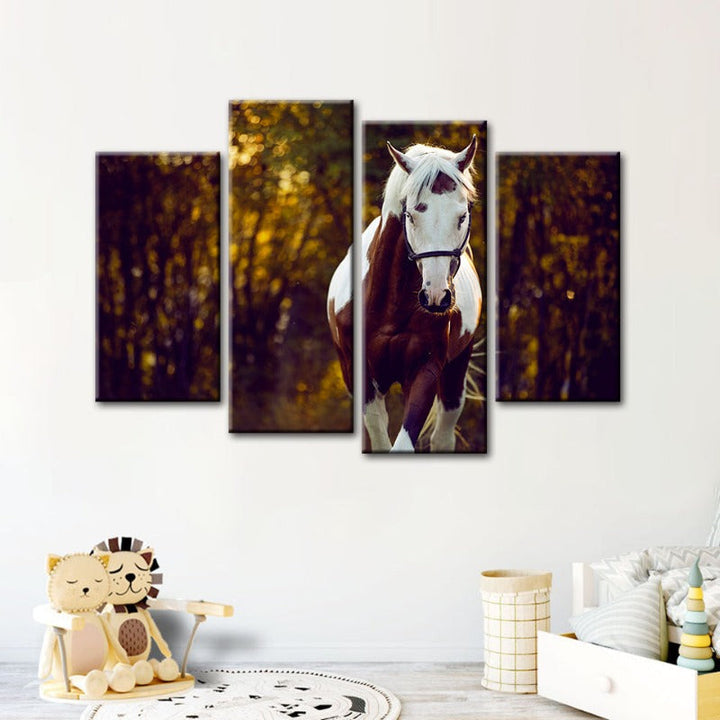4 stk Courtly Overo hest - lerret veggkunst maling | Skanto