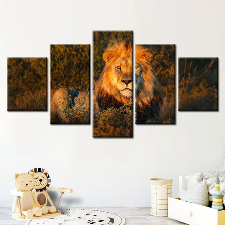 5 Pcs Divine Sunset Lion - Canvas Wall Art Painting | Skanto