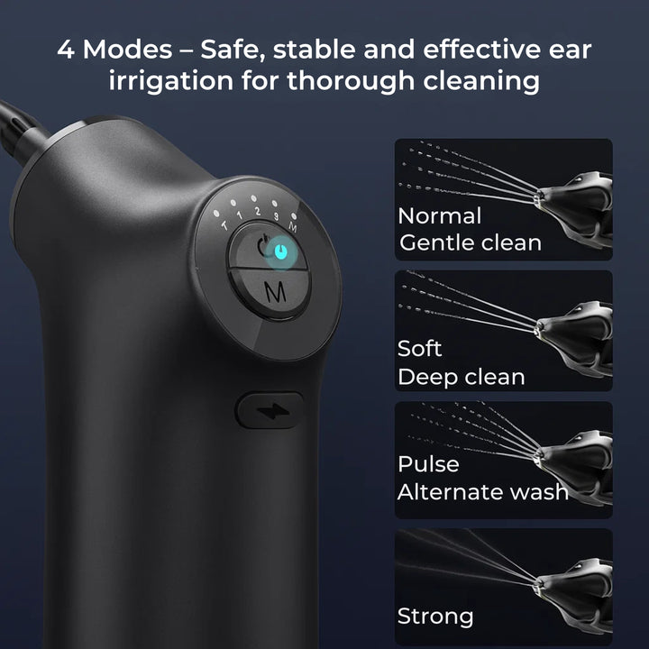 AquaCleanse | Elektrisk Ørevoksfjerner – Justerbart Vannspray – Silikontipp – Varm Irrigasjon for Familier Skanto