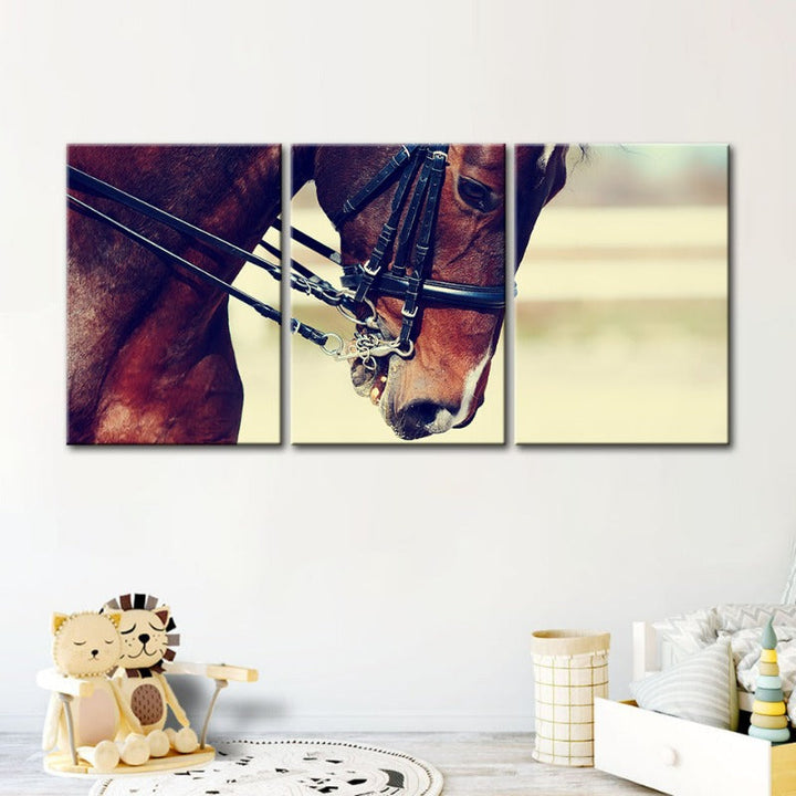 Elegant Halter Hest Canvas Veggkunst Maleri 3 Deler