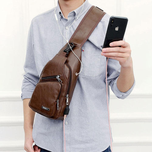 Skanto | Skulderveske Crossbody bag for menn med USB-ladeport