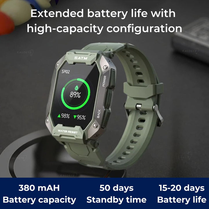 TactiX ARMY Series Smartwatch med militærdesign | Holdbar GPS - Fitness Tracker - for utendørs eventyr - militært personell og taktisk bruk Skanto