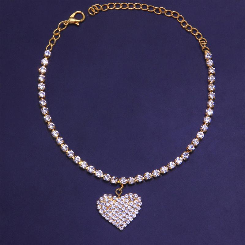 Skanto | Fashion Heart Rhinestone Ankelkjede