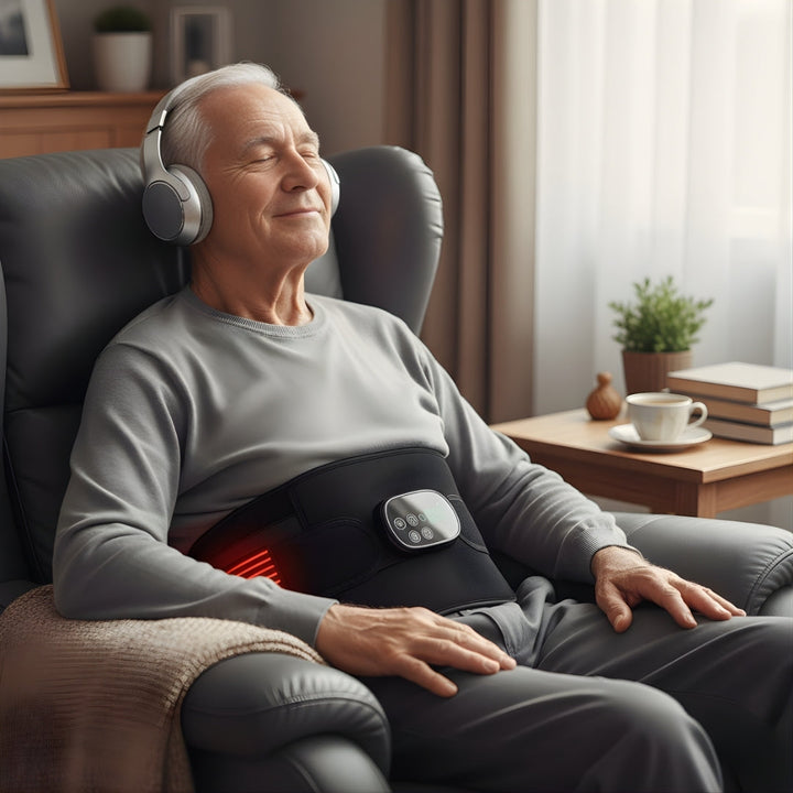 Rødlysbehandling og vibrasjon – Oppladbar oppvarmet omslag – Lindrer ryggsmerter, stivhet og muskelverk Skanto