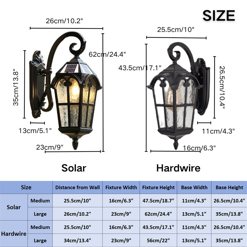 Skanto | Sollys Vanntett Utendørs Vegglampe | Vintage Design med Fjernkontroll for Veranda, Patio & Hagebruk