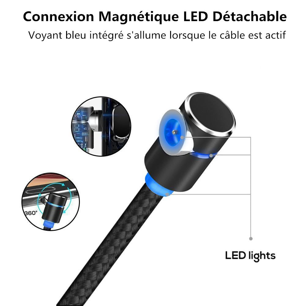 3 i 1 magnetisk USB-ladekabel med LED-lys | Skanto
