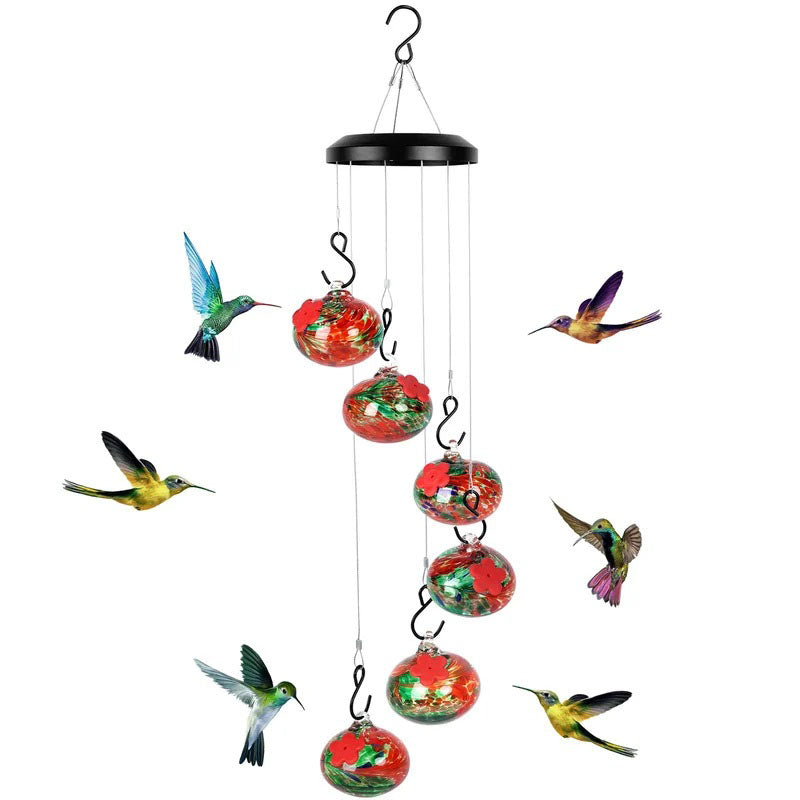 ChimeFeeder håndlaget glass colibri mater med vindklokke Skanto