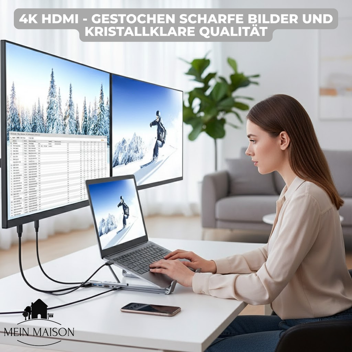 Skanto | ProDock Stand – 8-i-1 Laptop Riser og Hub kombinert!
